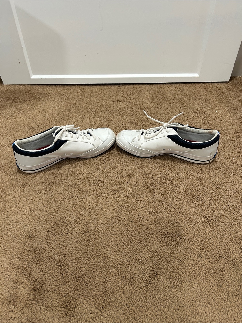 Keds White Sneakers with Navy Heel and Red-Blue Tongue Trim - Picture 6 of 7